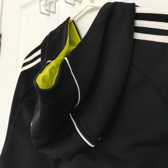 Adidas Pullover Hoodie Kids XL/Women's S/Men's M Black Neon Green Athletic - Picture 10 of 16